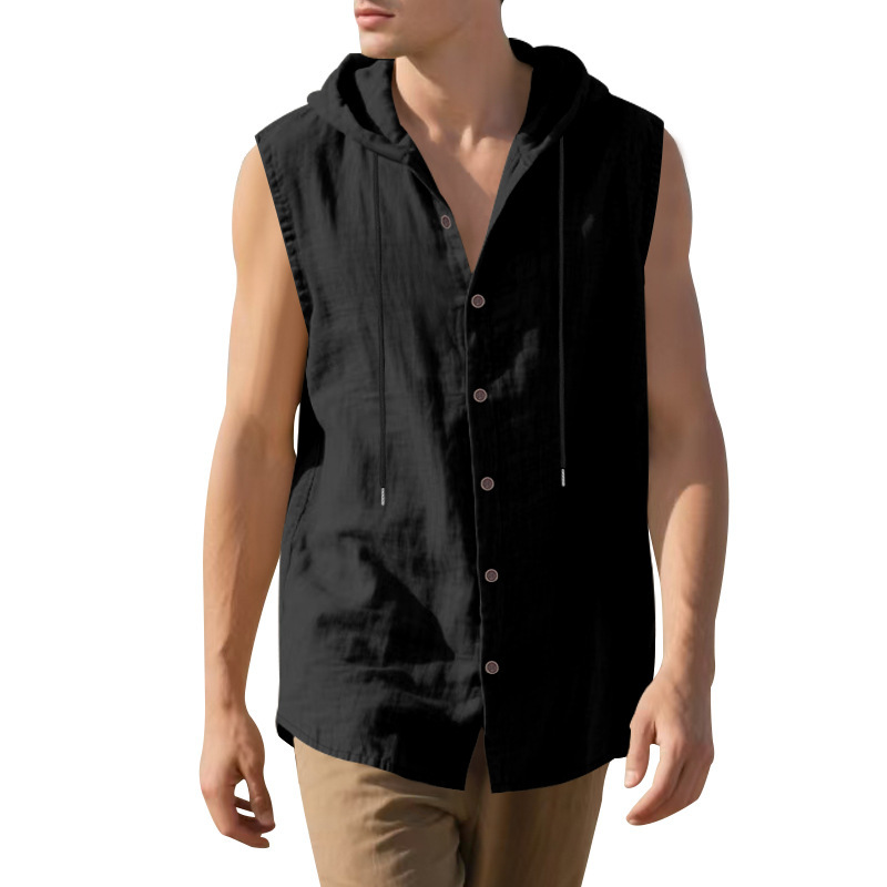para hombre Sleeveless de lino camisa