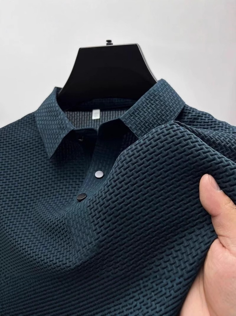 Camisa polo Ice seda Thin Mesh transpirable solapa de manga corta