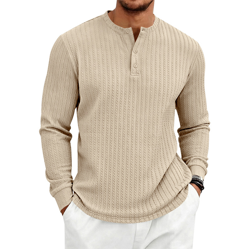 para hombre Textured tejido Henley camisa | Relaxed Fit de manga larga Top