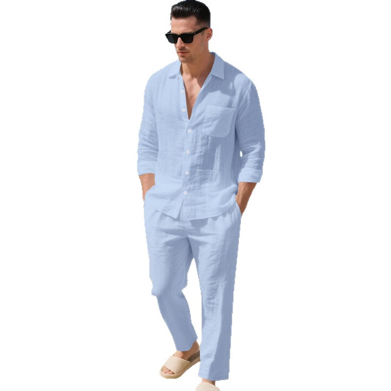 para hombre de lino camisa & pantalón Set