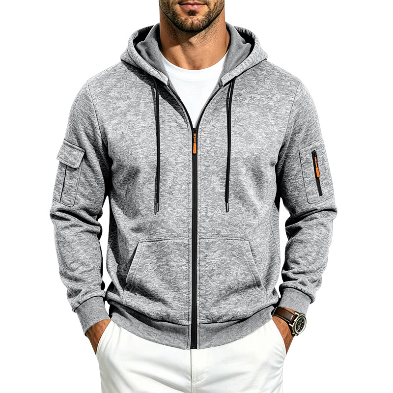 para hombre holgado-fitting fleece-lined hooded casual chaqueta