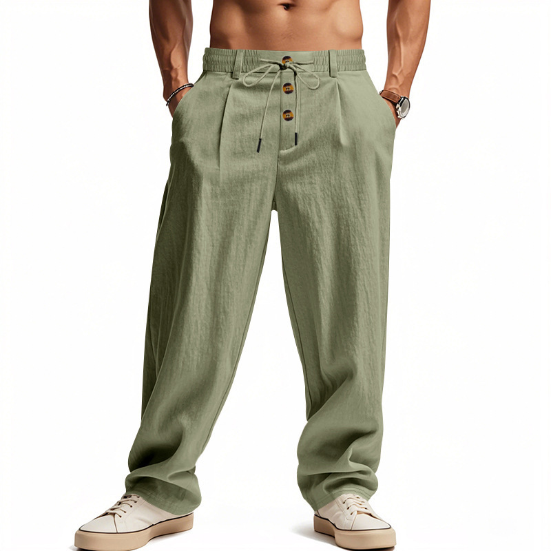 para hombre de lino Relaxed Straight-Leg pantalón