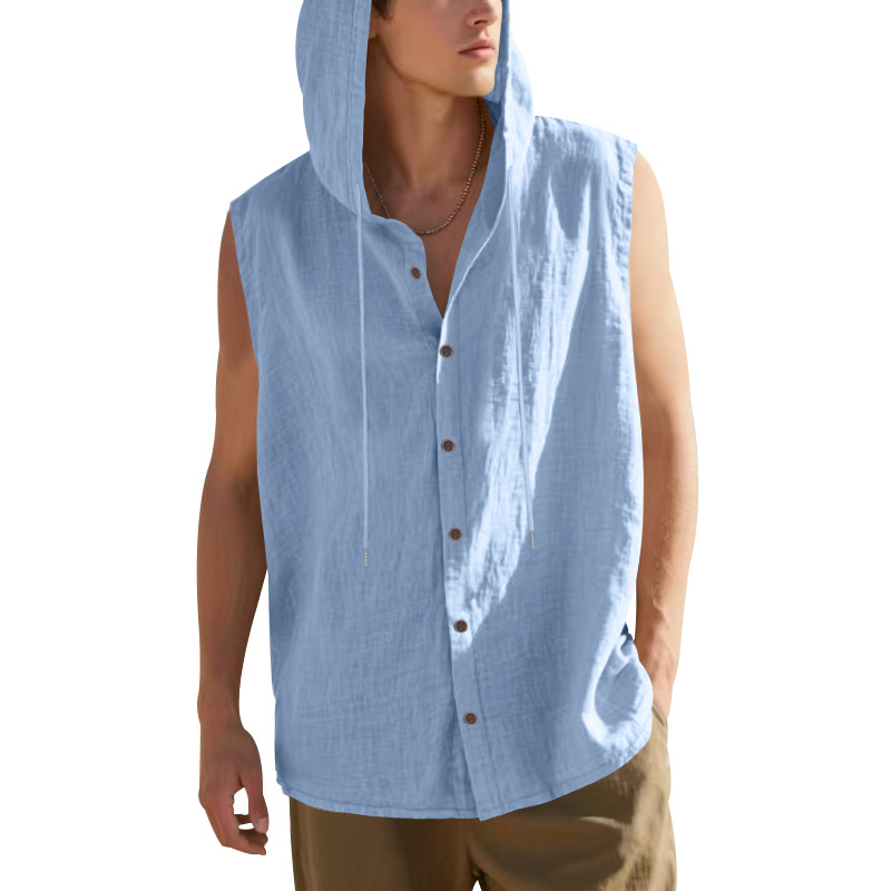 para hombre Sleeveless de lino camisa