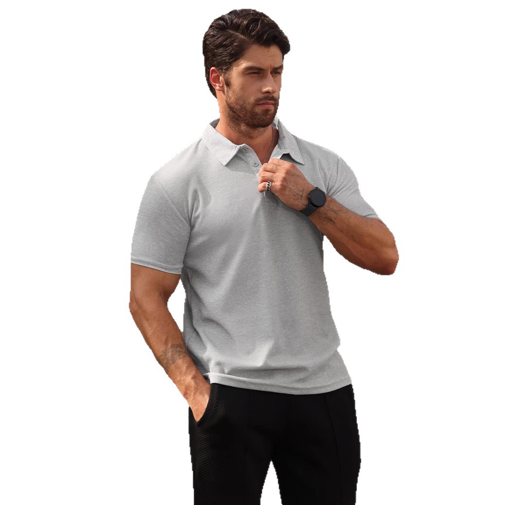 para hombre tejido de manga corta camisa polo