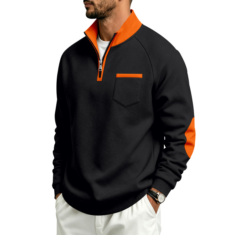 para hombre Fleece-Lined Half-Zip Sweacamiseta | Warm de manga larga Pullover