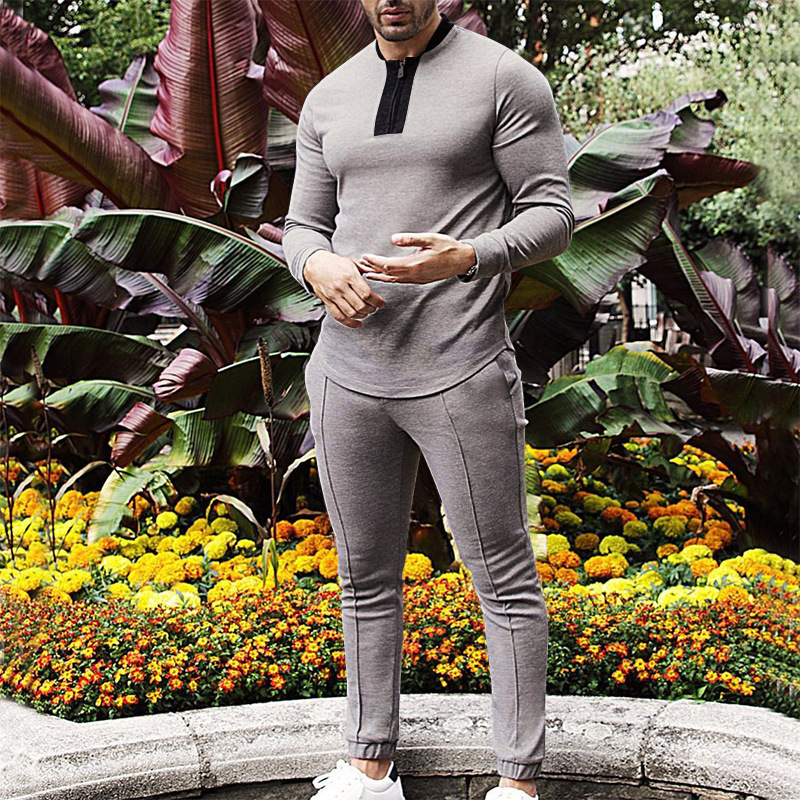 para hombre de manga larga casual conjunto de dos piezas