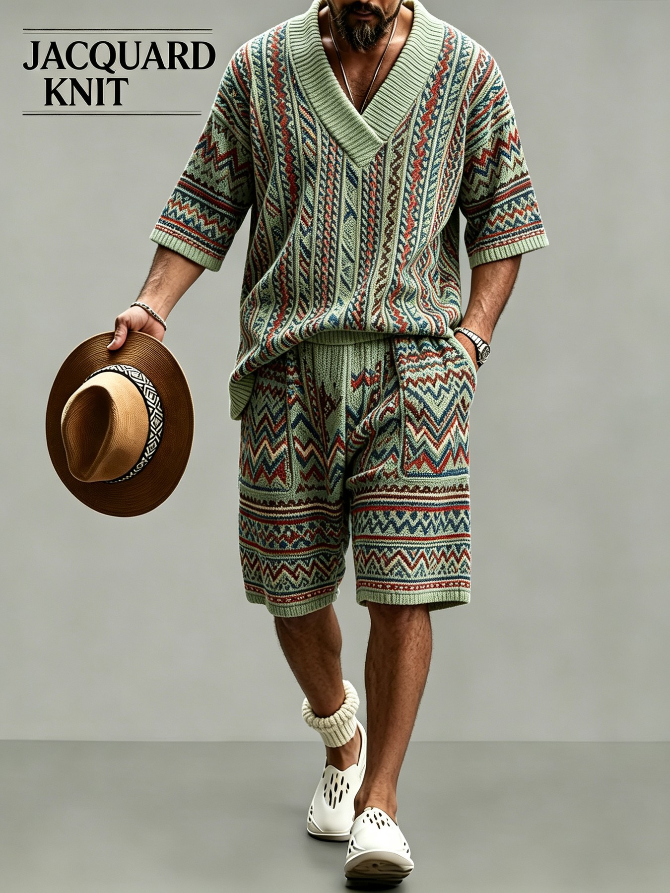 para hombre de manga corta camisa & shorts Set