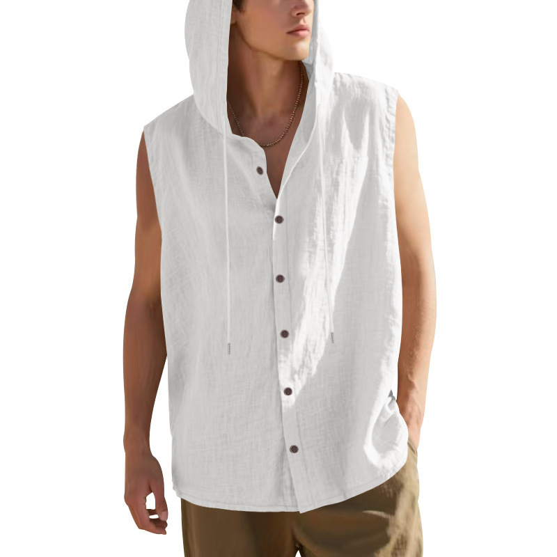 para hombre Sleeveless de lino camisa