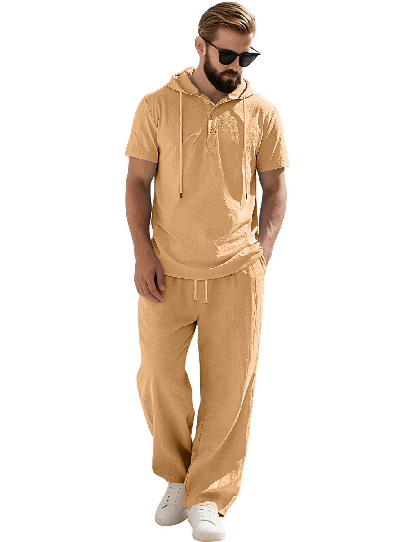 para hombre de manga corta sudadera con capucha & pantalón Set