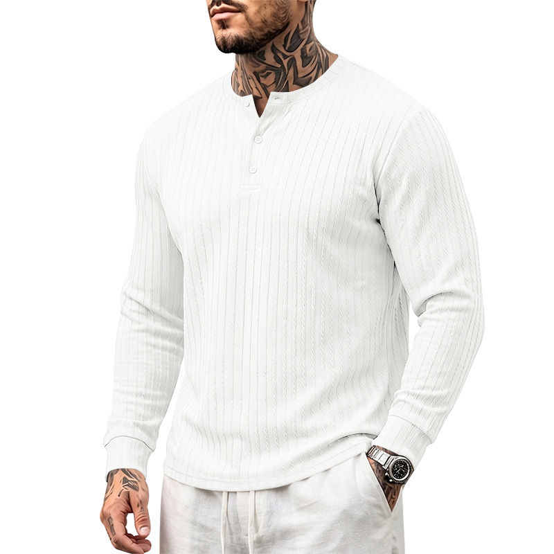 para hombre Textured tejido Henley camisa | Relaxed Fit de manga larga Top