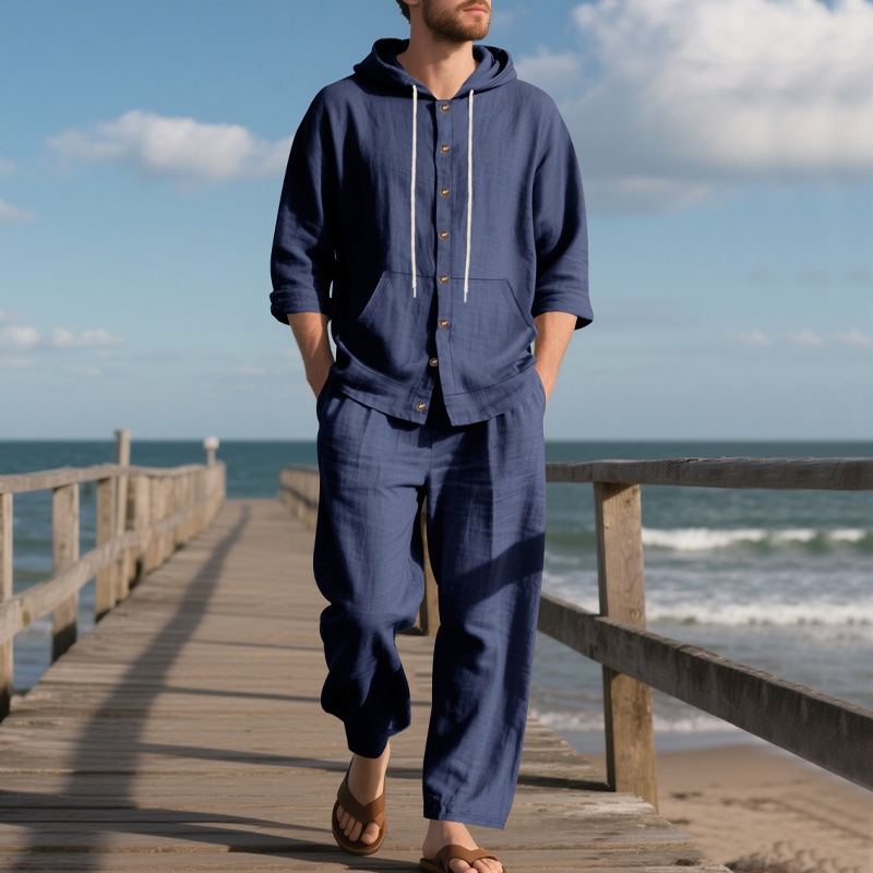 para hombre de lino camisa & pantalón Set