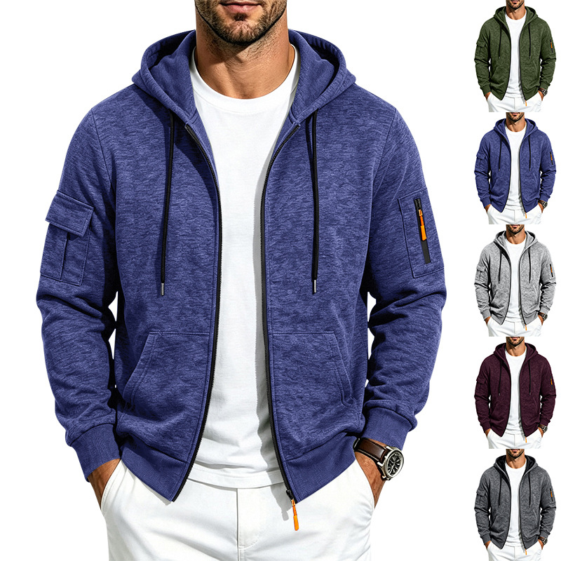 para hombre holgado-fitting fleece-lined hooded casual chaqueta