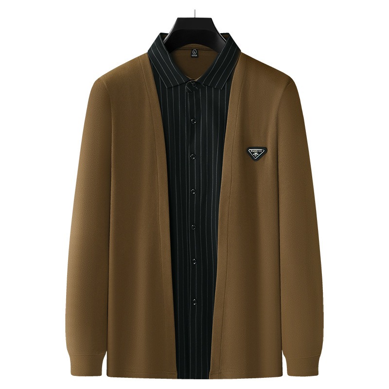Camisa German velvecamiseta woven fabric fake two-piece suit
