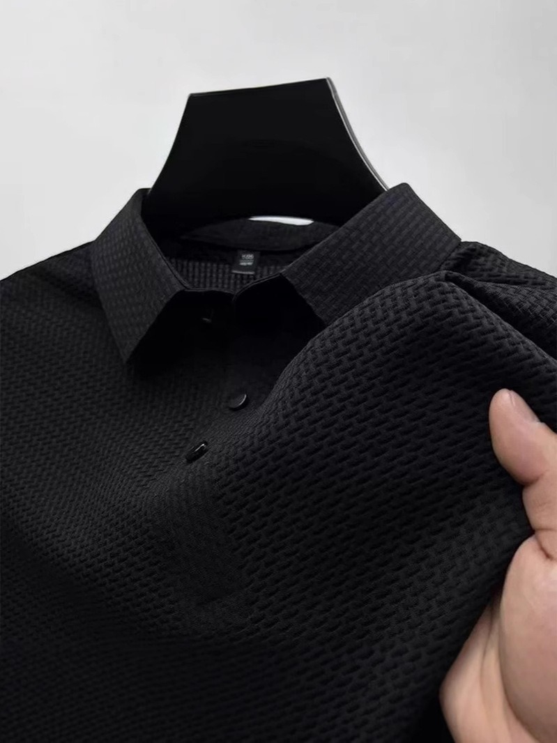 Camisa polo Ice seda Thin Mesh transpirable solapa de manga corta