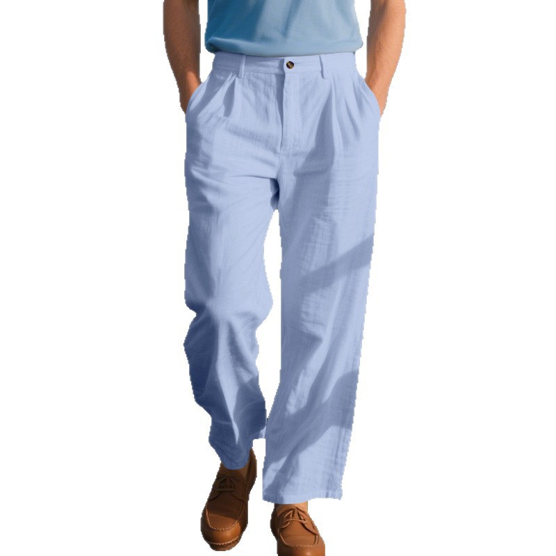 para hombre de lino Relaxed Straight-Leg pantalón