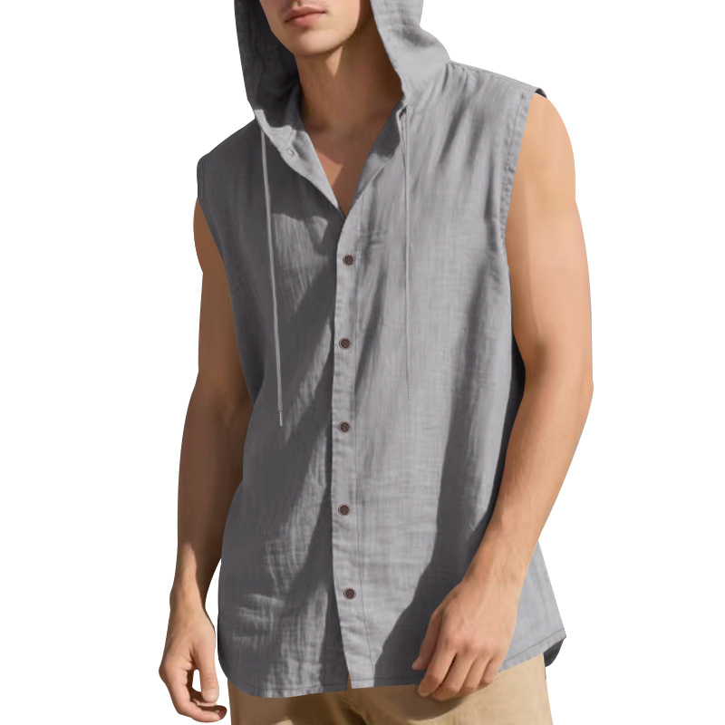 para hombre Sleeveless de lino camisa