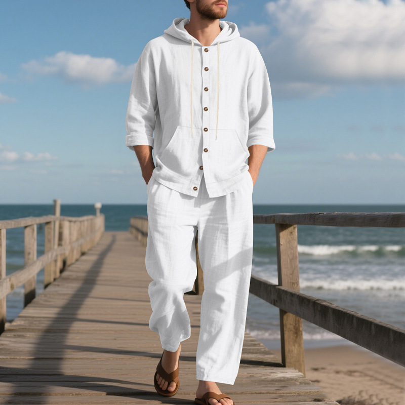 para hombre de lino camisa & pantalón Set