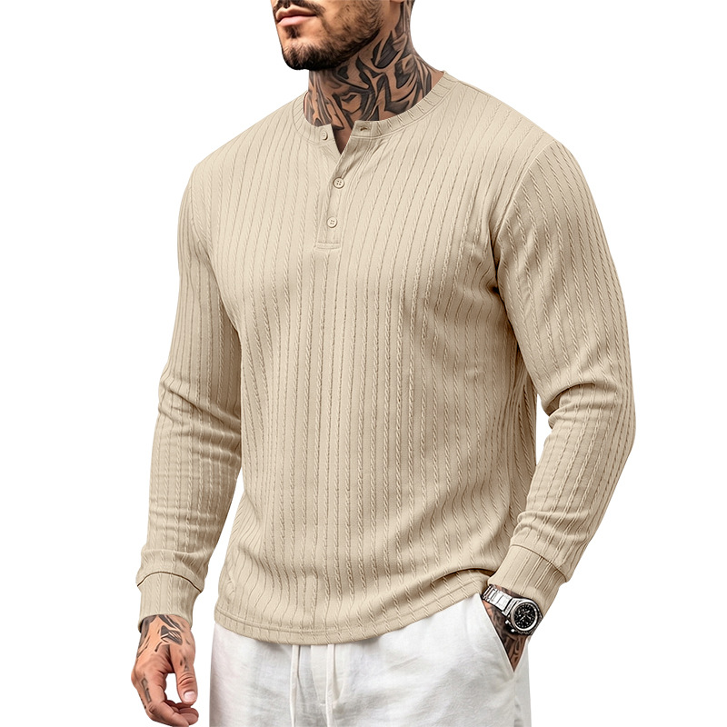 para hombre Textured tejido Henley camisa | Relaxed Fit de manga larga Top