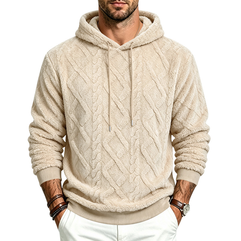 para hombre holgado-fitting warm plush simple pullover hooded sweacamiseta