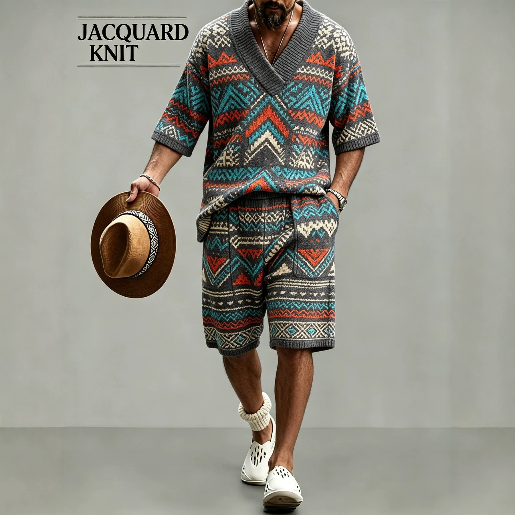 para hombre de manga corta camisa & shorts Set