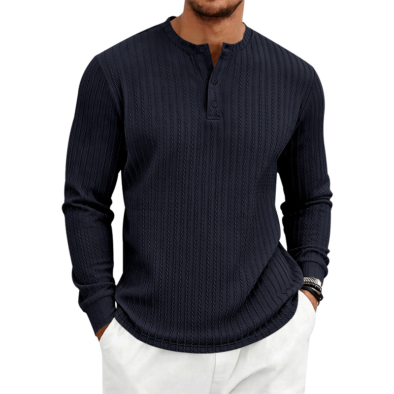 para hombre Textured tejido Henley camisa | Relaxed Fit de manga larga Top