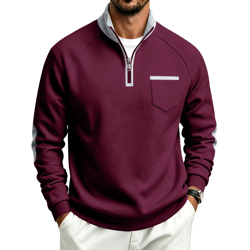 para hombre Fleece-Lined Half-Zip Sweacamiseta | Warm de manga larga Pullover