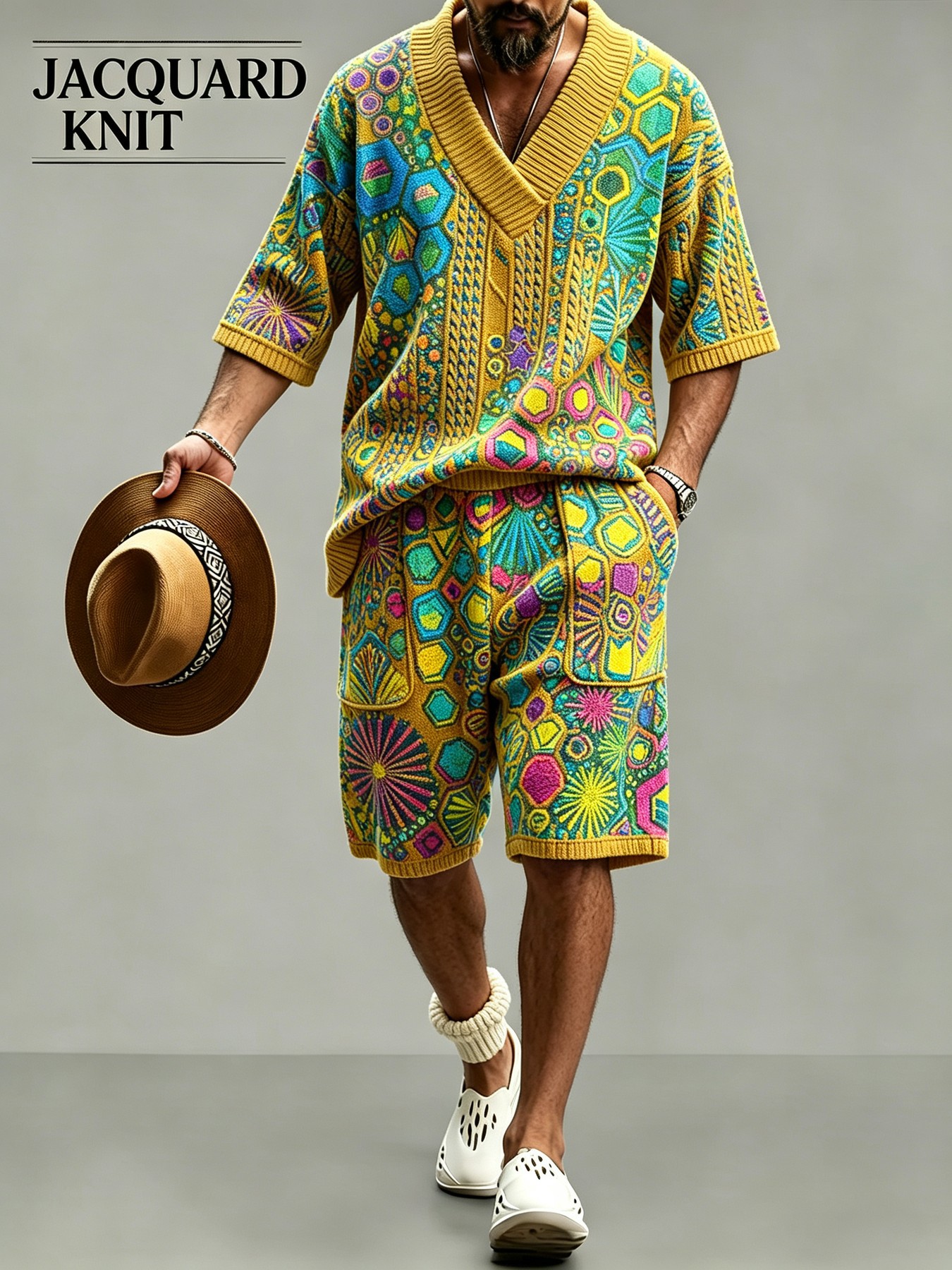 para hombre de manga corta camisa & shorts Set