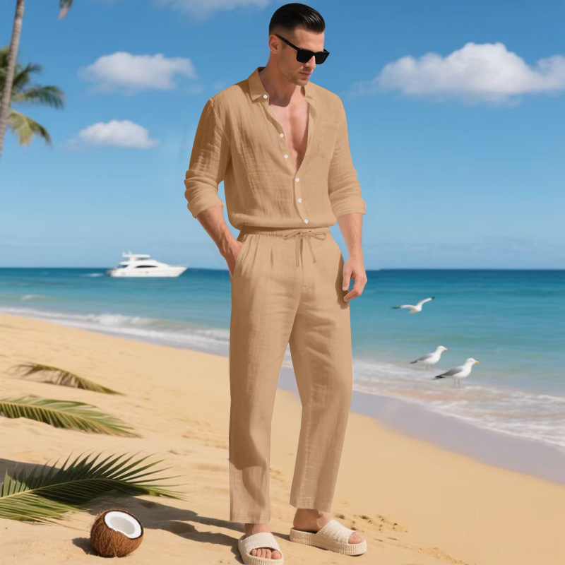 para hombre de lino camisa & pantalón Set