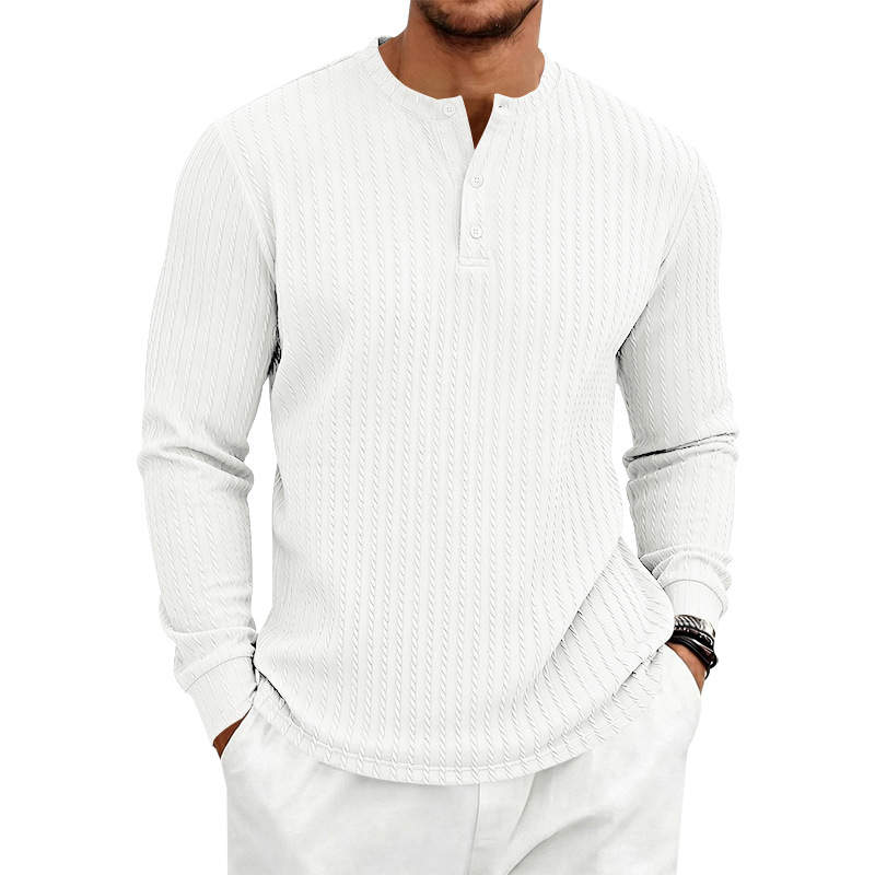 para hombre Textured tejido Henley camisa | Relaxed Fit de manga larga Top