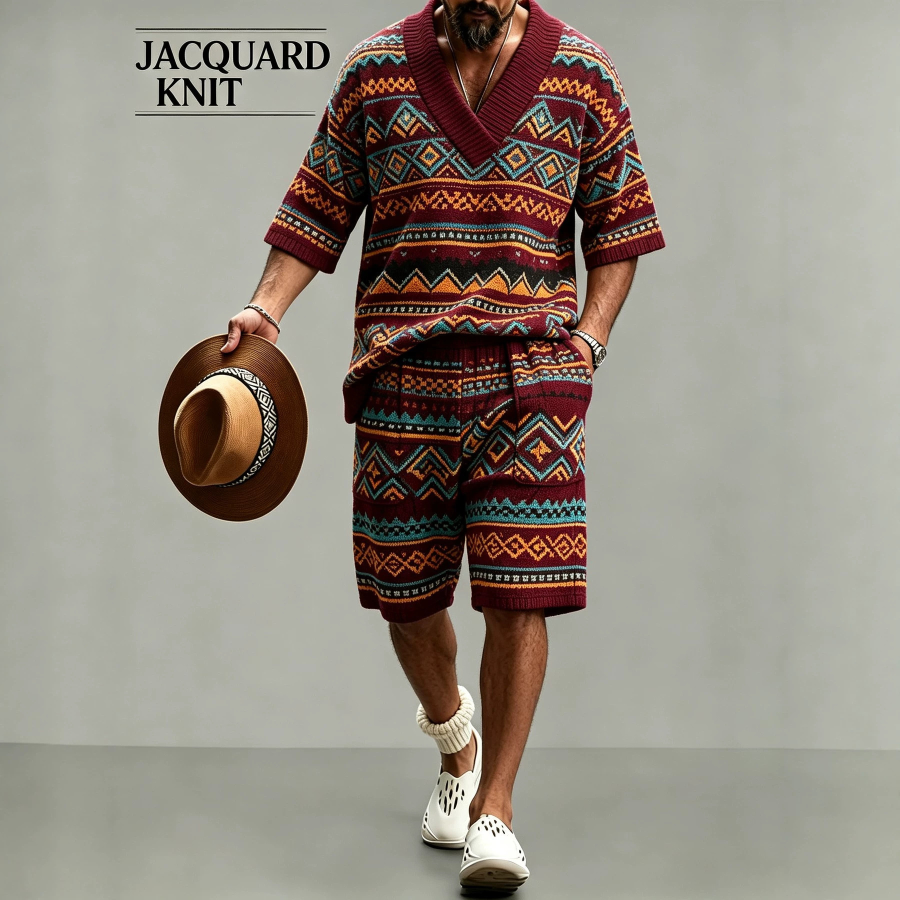 para hombre de manga corta camisa & shorts Set
