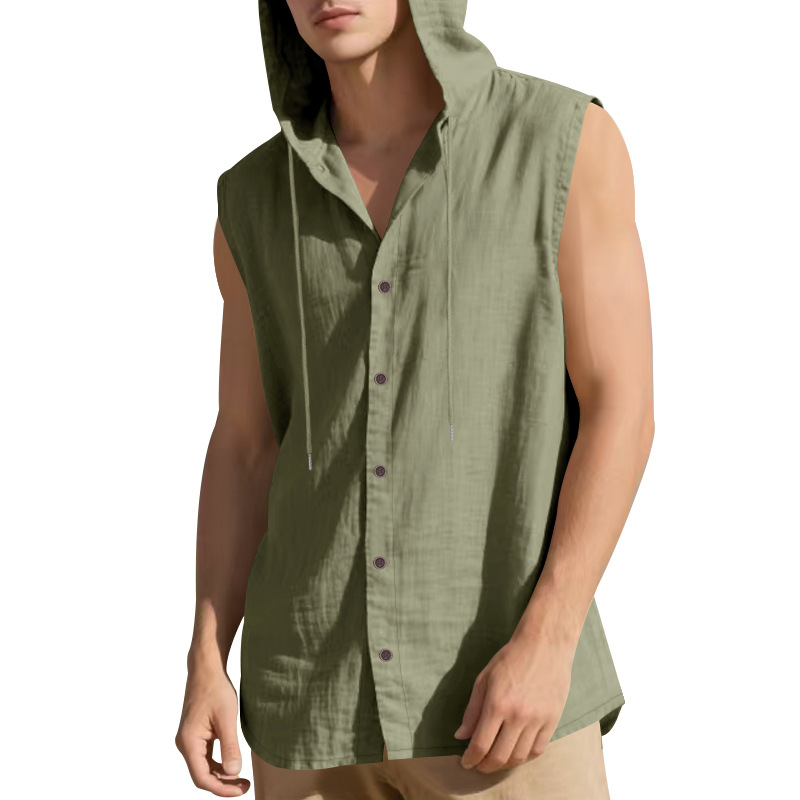 para hombre Sleeveless de lino camisa