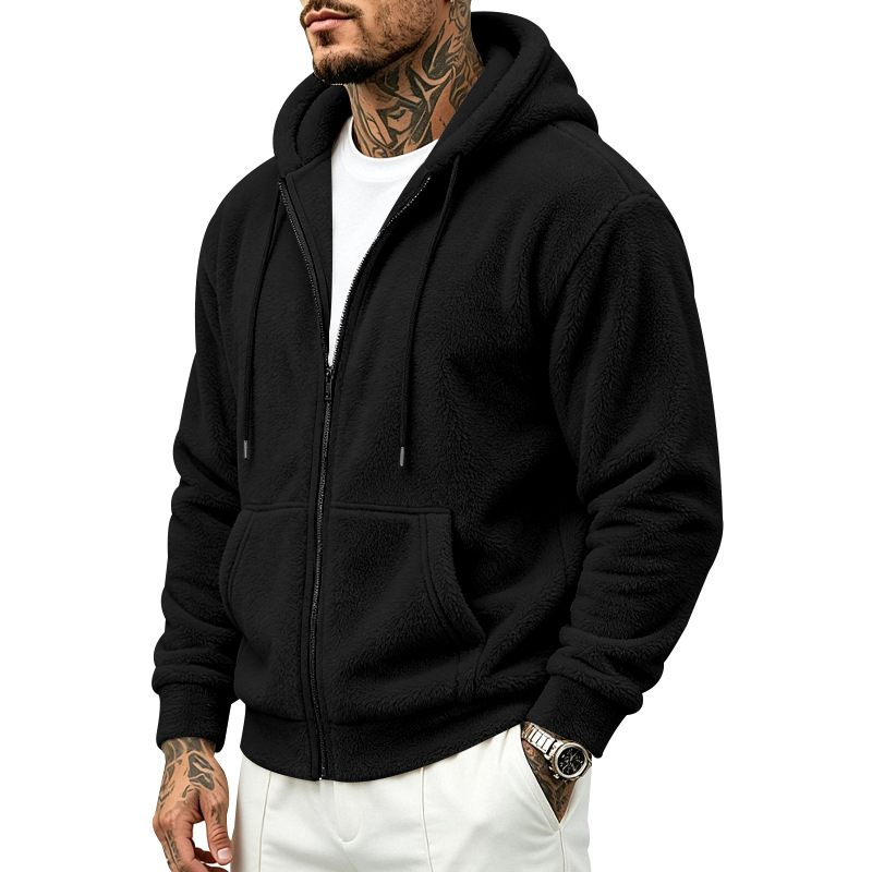 holgado-fitting double-sided Arctic fleece para hombre con cierre cardigan sudadera con capucha
