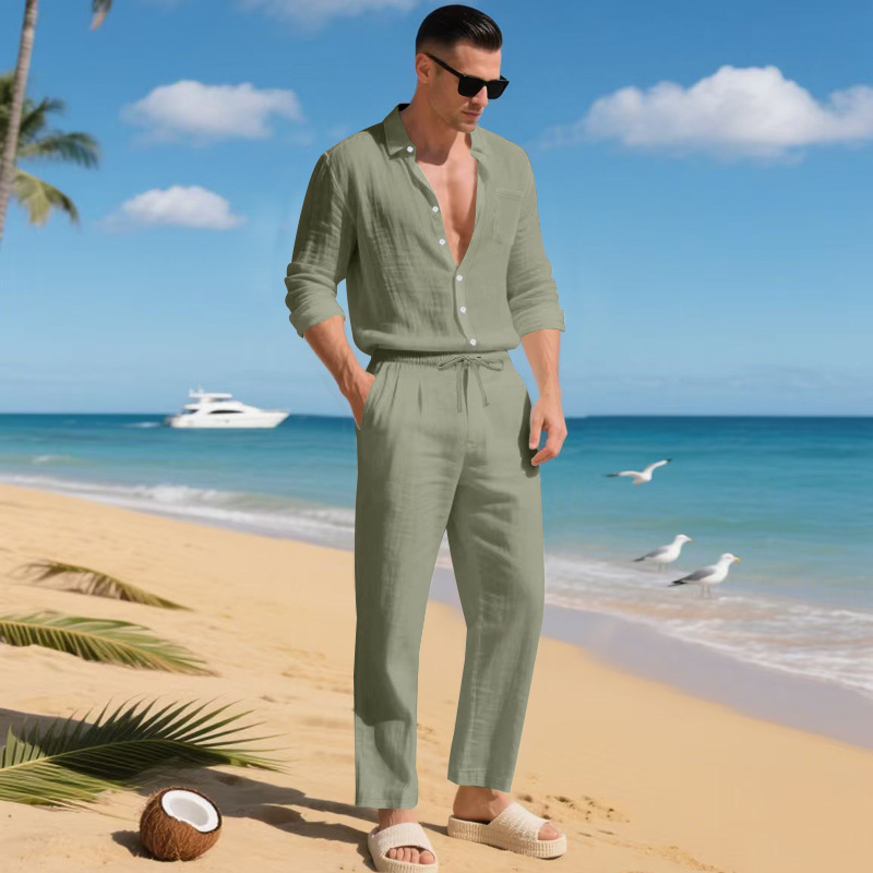 para hombre de lino camisa & pantalón Set