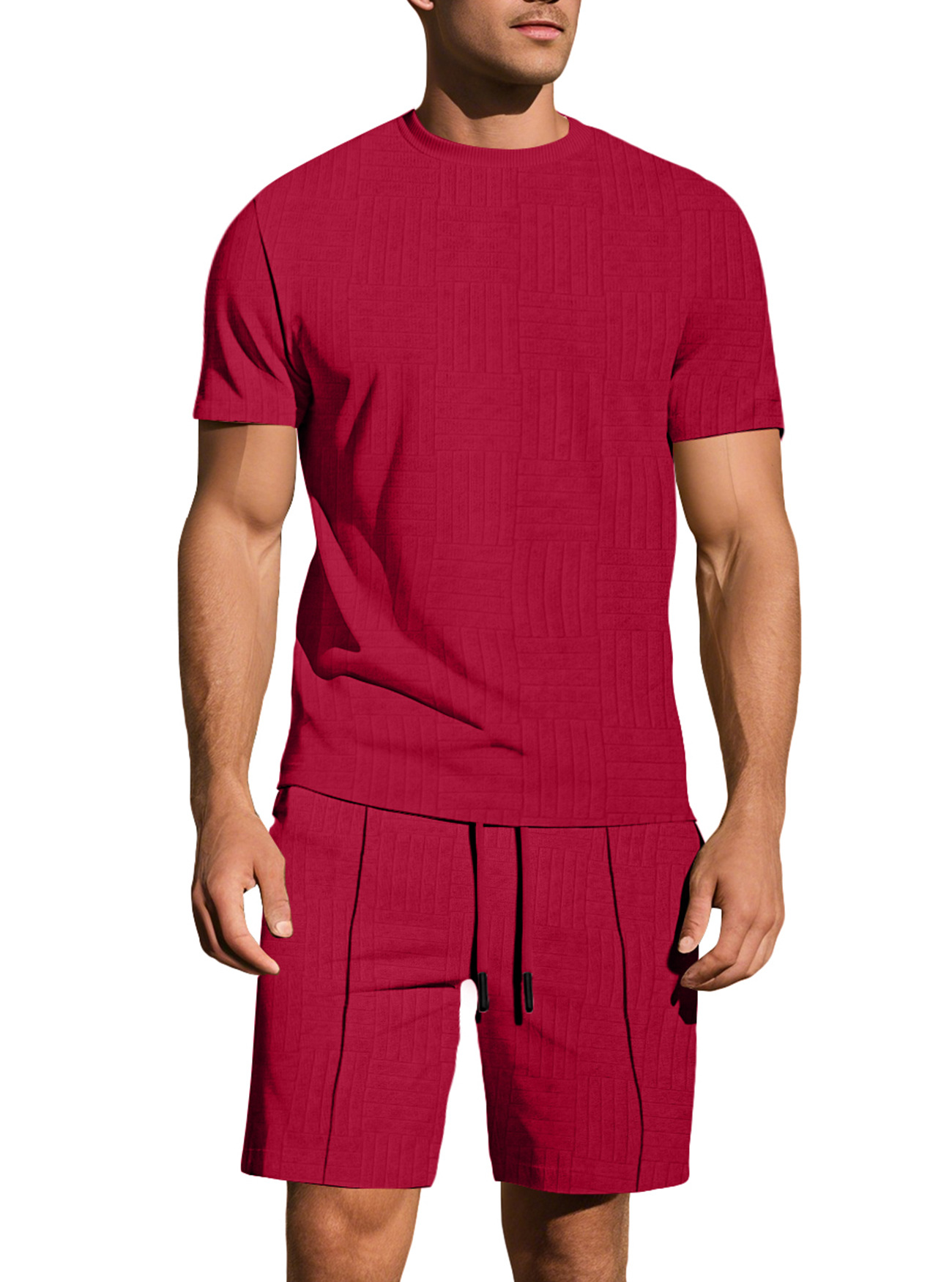 para hombre Relaxed de manga corta Jacquard camisa & shorts Set