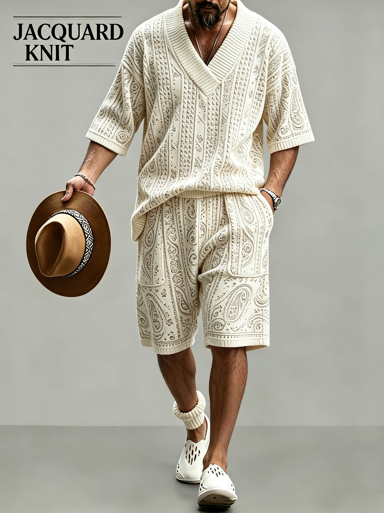 para hombre de manga corta camisa & shorts Set