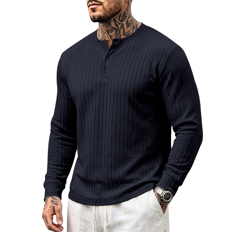para hombre Textured tejido Henley camisa | Relaxed Fit de manga larga Top
