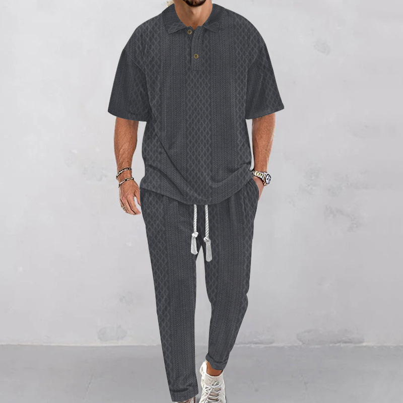 para hombre solid-color de manga corta top and long pantalón conjunto de dos piezas