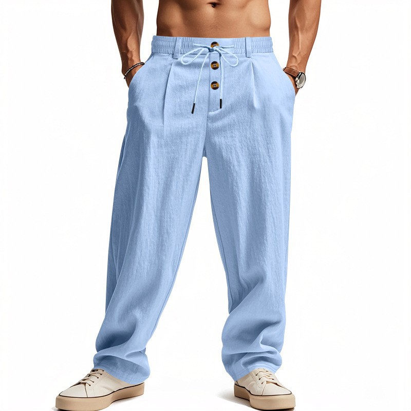 para hombre de lino Relaxed Straight-Leg pantalón