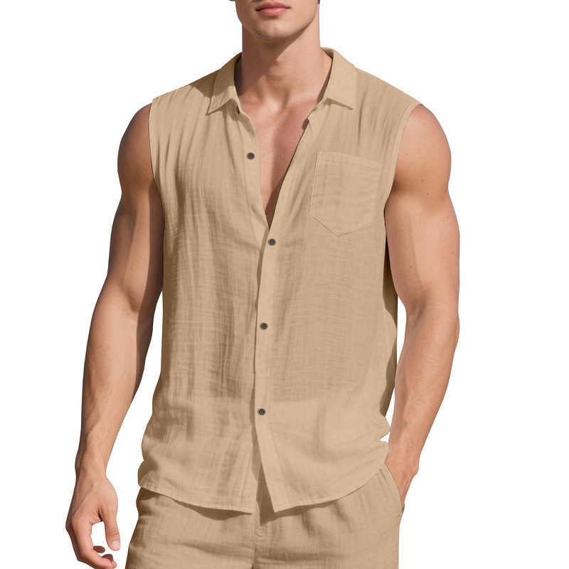 para hombre Sleeveless de lino camisa