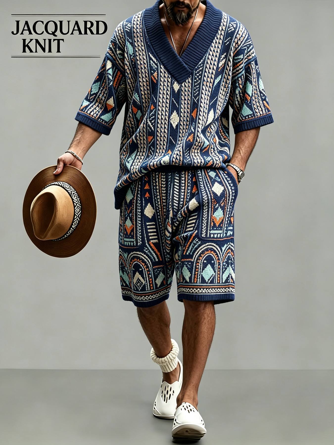 para hombre de manga corta camisa & shorts Set