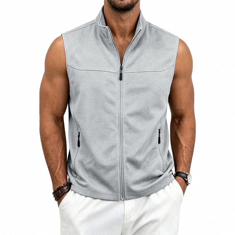 para hombre con cierre Sleeveless Vest | holgado Fit Breathable Pocket Gilet