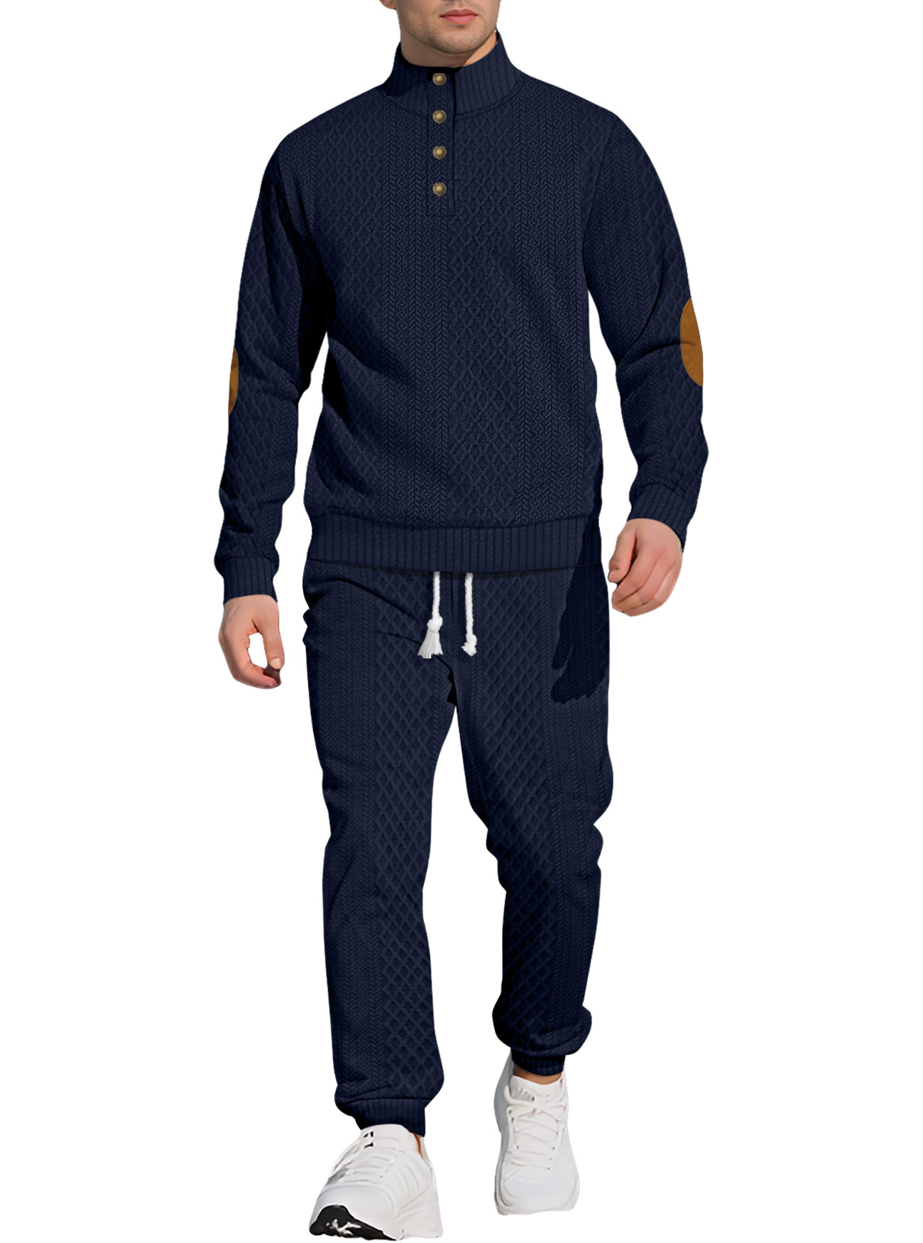 para hombre Stand Collar de manga larga Jacquard Sweacamiseta & pantalón Set