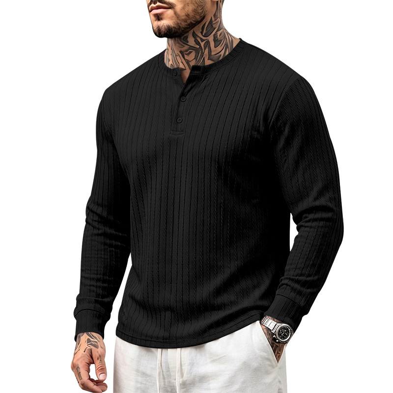 para hombre Textured tejido Henley camisa | Relaxed Fit de manga larga Top