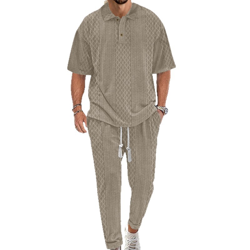 para hombre solid-color de manga corta top and long pantalón conjunto de dos piezas