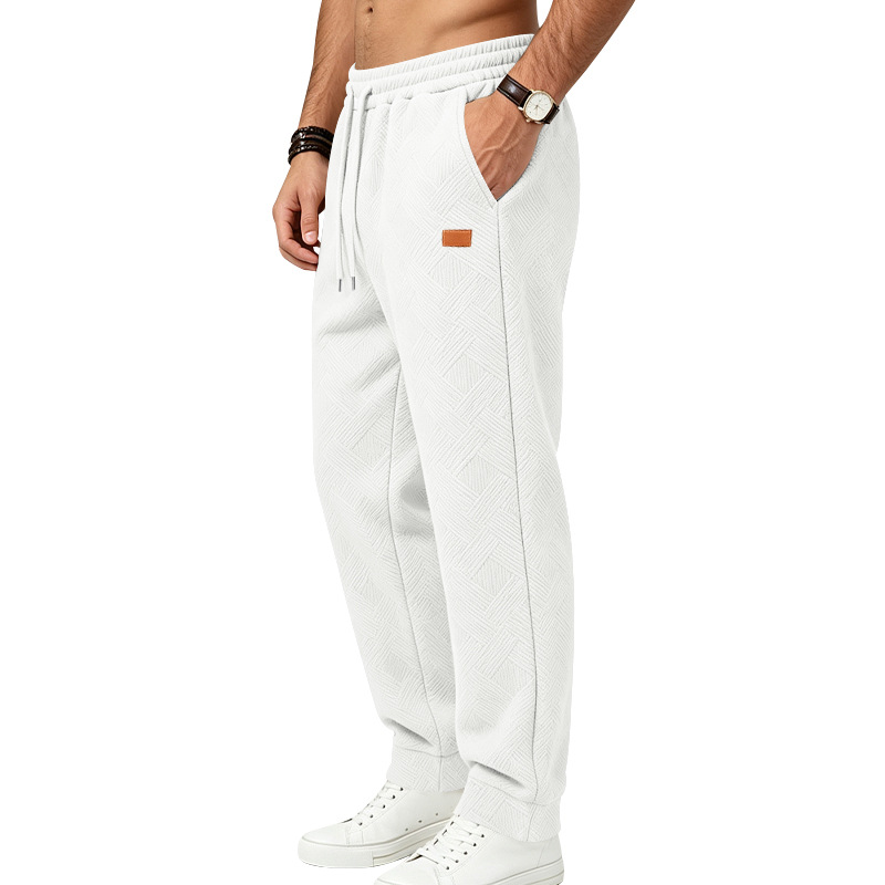 para hombre Textured Jacquard Sweatpantalón | Relaxed Minimalist Commuter Joggers