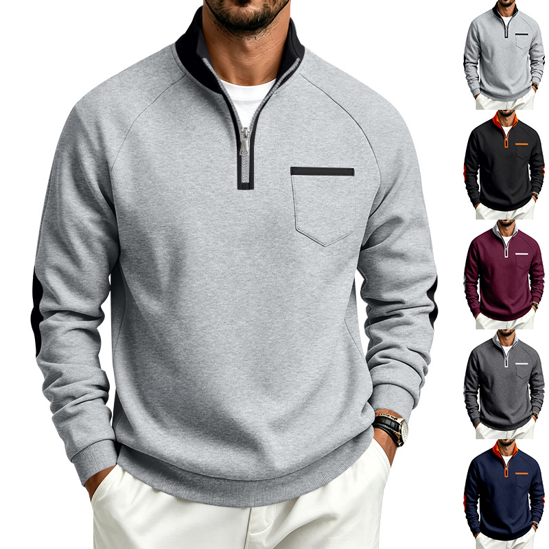 para hombre Fleece-Lined Half-Zip Sweacamiseta | Warm de manga larga Pullover