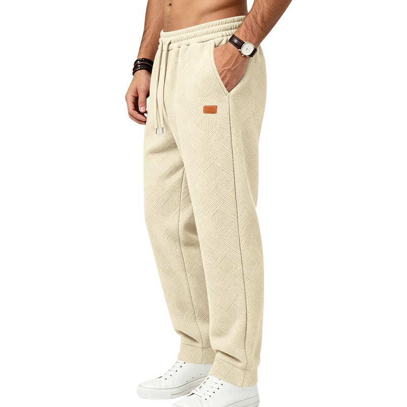 para hombre Textured Jacquard Sweatpantalón | Relaxed Minimalist Commuter Joggers