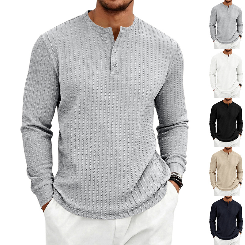 para hombre Textured tejido Henley camisa | Relaxed Fit de manga larga Top