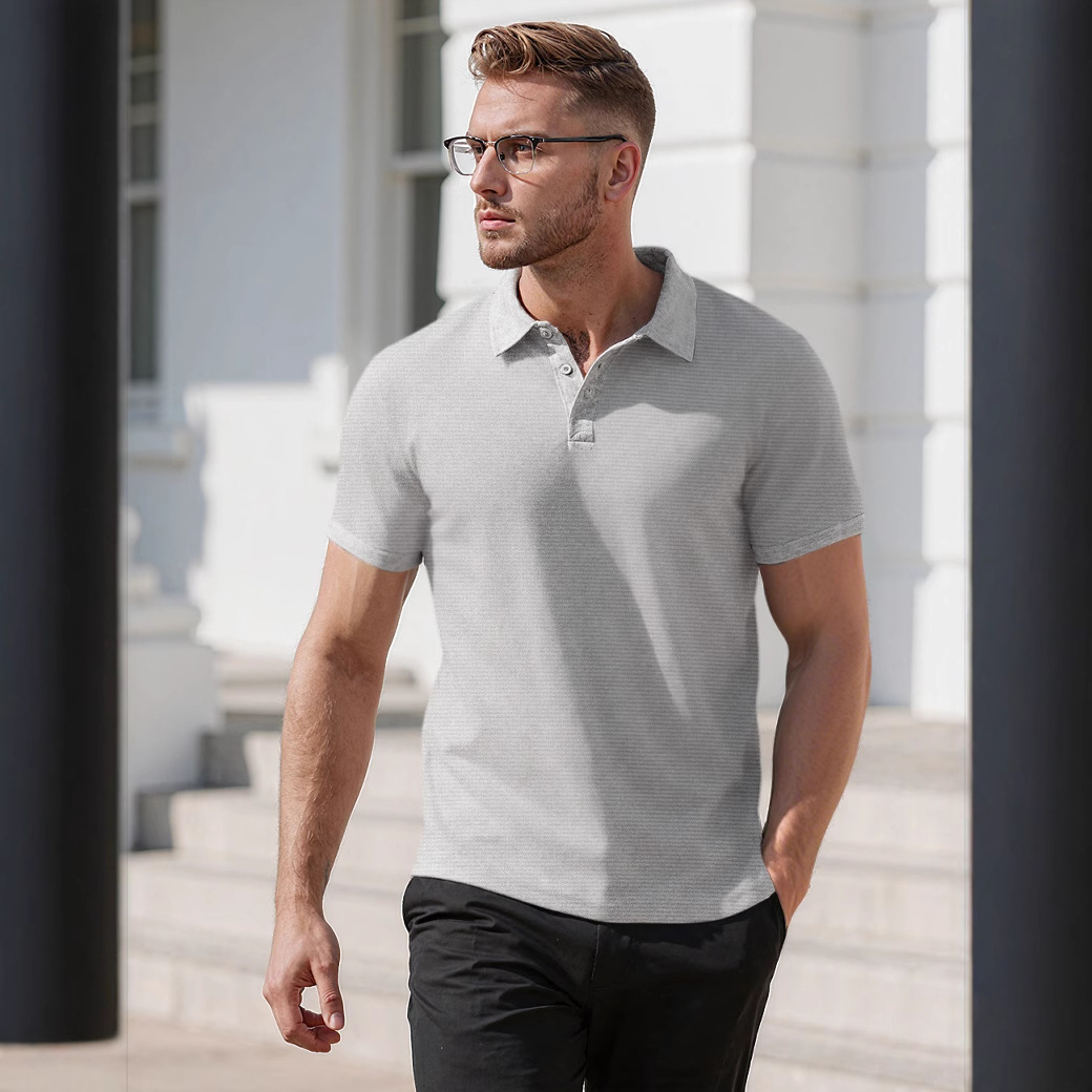 para hombre tejido de manga corta camisa polo