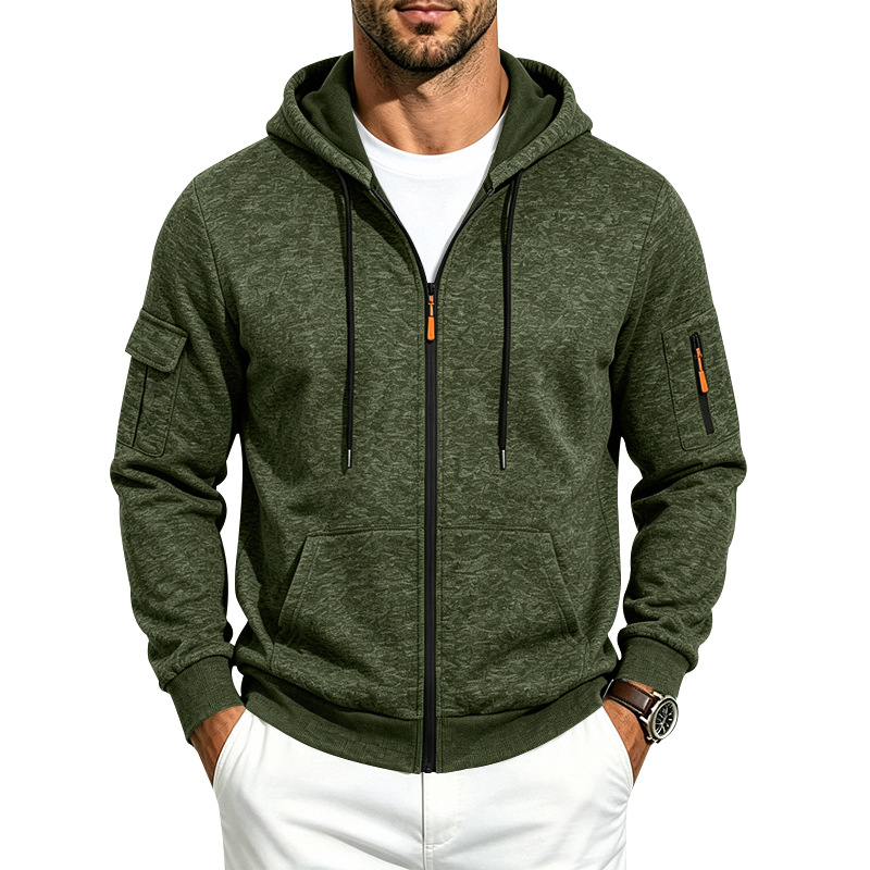 para hombre holgado-fitting fleece-lined hooded casual chaqueta